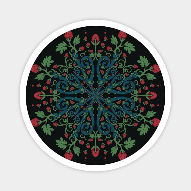 Strawberries Mandala Magnet by bubbsnugg